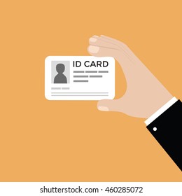 Businessman Hand Holding The Id Card. Vector