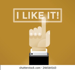 Businessman hand holding I like it! word. Idea - Social networks in modern business.