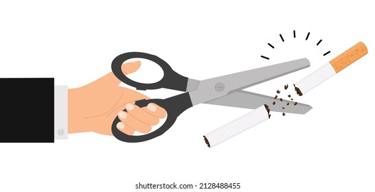 businessman hand  holding scissors with Cigarette