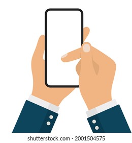 Businessman Hand Holding Smartphone While Scrolling.