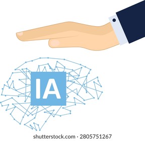 Businessman hand holding tablet with virtual brain, Artificial Intelligence (AI) and idea concept

