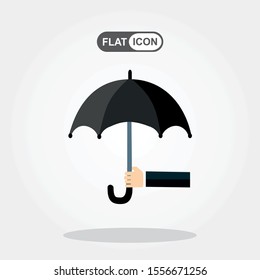 Businessman hand holding an umbrella. The concept of protection, insurance. illustration in flat design