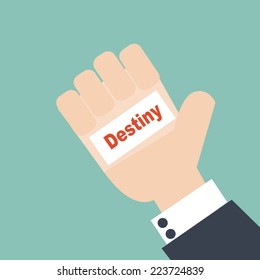 businessman hand holding the word Destiny