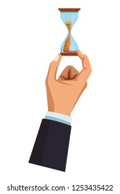 businessman hand with hourglass
