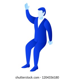 Businessman hand up icon. Isometric of businessman hand up vector icon for web design isolated on white background