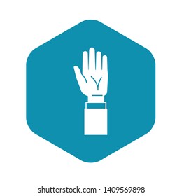 Businessman hand up icon. Simple illustration of businessman hand up vector icon for web design isolated on white background