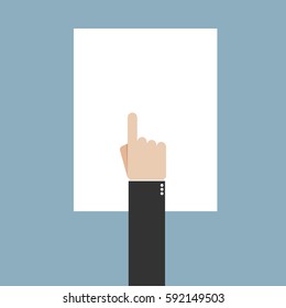 Businessman hand with a message, vector illustration.