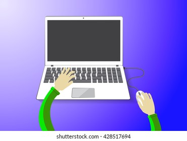 Businessman hand on laptop keyboard 