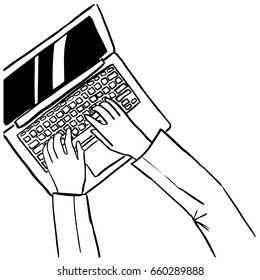 Businessman hand on a notebook.
