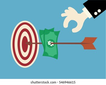 Businessman hand pick up money. Business concept. . vector illustration.