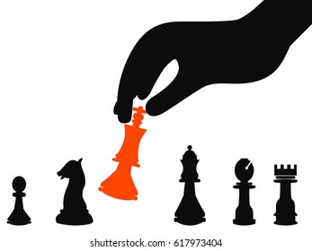 businessman hand picking strategy background