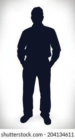 Businessman with hand in pocket silhouette