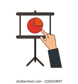 Businessman hand pointing graphs