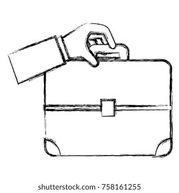 businessman hand with portfolio briefcase isolated icon