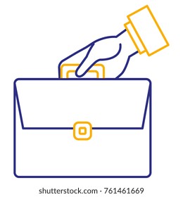 businessman hand with portfolio briefcase isolated icon