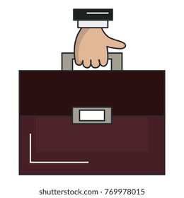 businessman hand with portfolio briefcase isolated icon