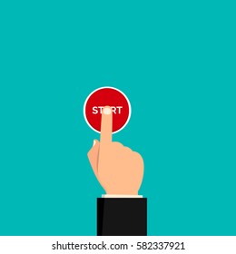 Businessman hand pressing start button, just get started concept