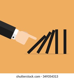 Businessman Hand Pushing Domino Tiles Vector Stock Vector (Royalty Free ...