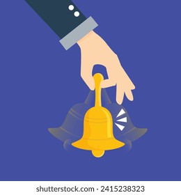 Businessman hand ringing a bell cartoon vector illustration