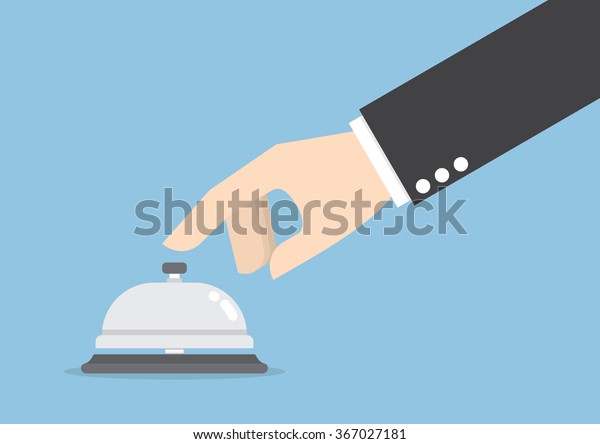 Businessman\
hand ringing in service bell , VECTOR,\
EPS10