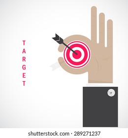 Businessman hand shows target symbol as business concept. Ok hand sign. Business and vision concept. Company logo,hand Ok symbol icon. Creative logo design template,design element. Vector illustration