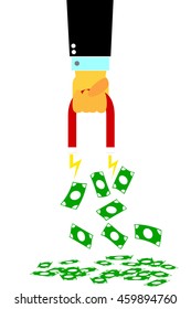 Businessman Hand suck the money with magnet
