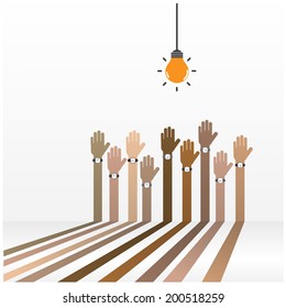businessman hand symbol with creative light bulb sign ,design for poster flyer cover brochure,competition concept, education concept ,business idea .vector illustration