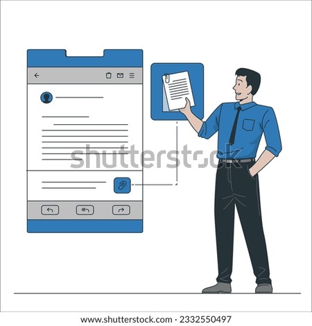 Businessman hand touch screen pdf icons on a tablet. internet and technology concept. User writing e-mails and attaching files using an e-mail client software. Files Attachment Email Graphics. 2002
