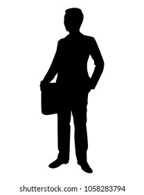 Businessman with handbag silhouette vector