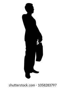 Businessman with handbag silhouette vector