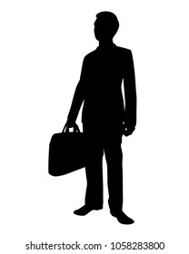 Businessman with handbag silhouette vector