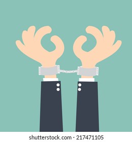 businessman handcuffed hands