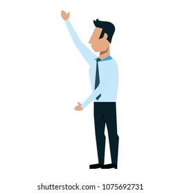 Businessman with hands up