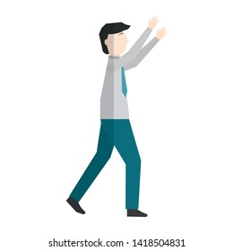 businessman with hands up avatar character vector illustration design