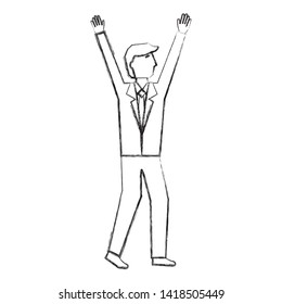 businessman with hands up avatar character vector illustration design