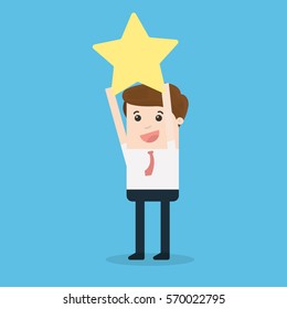 Businessman Hands Catching Gold Star, Success Concept