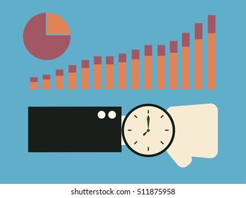 Businessman hands checking time. vector illustration.