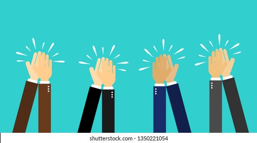 businessman hands clapping. people applaud hands Isolated on blue background. vector Illustration.