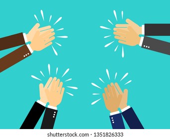 businessman hands clapping. people applaud hands Isolated on blue background. vector Illustration.