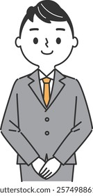 Businessman Hands Folded Upper Body Vector