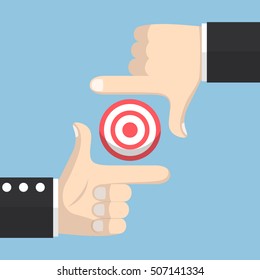 Businessman hands forming a frame and focus on target, business target concept