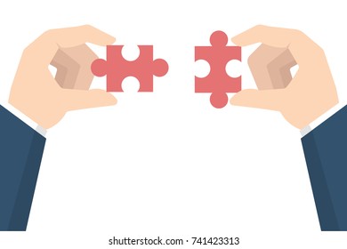 Businessman hands  holding puzzle. Teamwork concept. Vector illustration in flat style
memorandum of understanding MOU