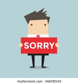 Businessman Hands Holding Sorry Sign Vector