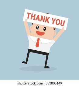 Businessman hands holding Thank you sign vector