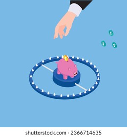 Businessman hands take saving money from bad investments 3d vector illustration concept for banner, website, illustration, landing page, flyer, etc