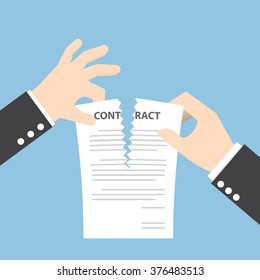 Businessman hands tearing apart contract document, VECTOR, EPS10