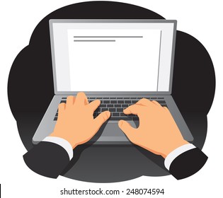 Businessman Hands Are Typing On Laptop Keyboard