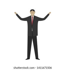 Businessman with hands up. Success concept Vector illustration