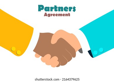 Businessman handshake. Business partners join hands to reach success. Symbol of a successful transaction. Vector flat style illustration