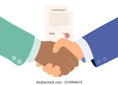 Businessman handshake. Business partners join hands to reach success. Symbol of a successful transaction. Contact between business partners. Concept of a partner who signs a contract to close the deal